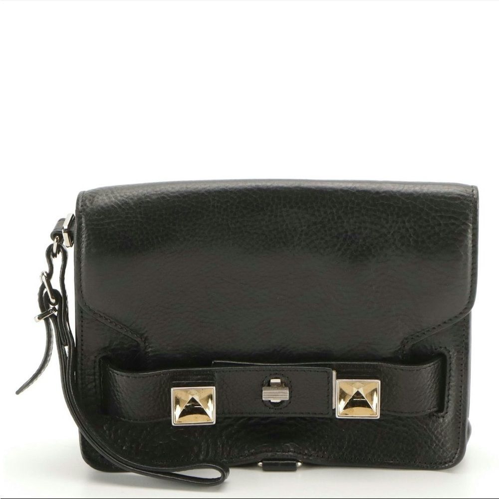Proenza Schouler PS11 Mini Classic Clutch in Black Grained Leather